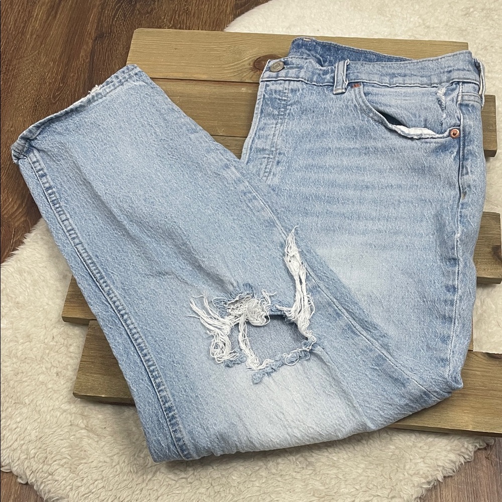 GAP Cheeky Straight High Rise Jeans Light Destroy Wash